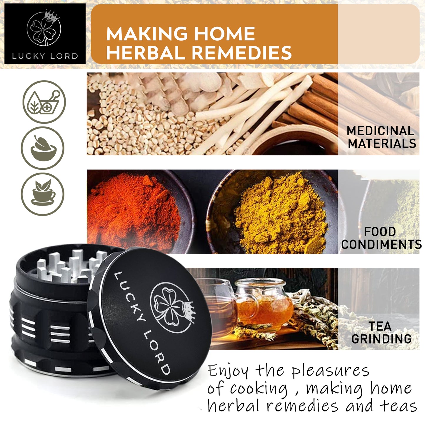 Lucky Lord Spice Herb Tobacco Grinder 2.5 Inch 4 Piece Crusher Aluminum Grinder - Lucky Lord LLC