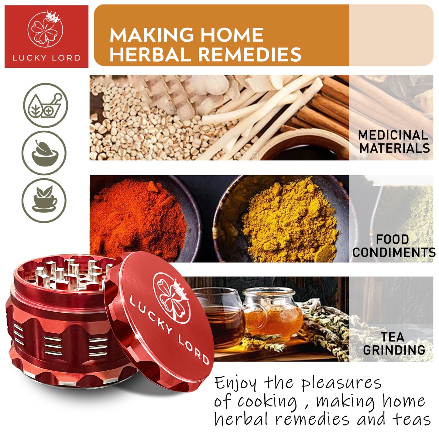 Lucky Lord Spice Herb Tobacco Grinder 2.5 Inch 4 Piece Crusher Aluminum Grinder - Lucky Lord LLC